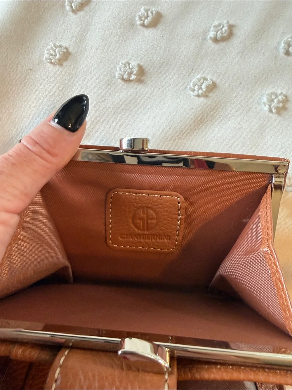 Giani Bernini Brown Pebbled Leather Card Wallet with Silver Hardware